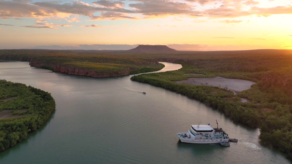 Eco Abrolhos Kimberley cruise sunset